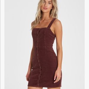 Burgundy corduroy overall dress